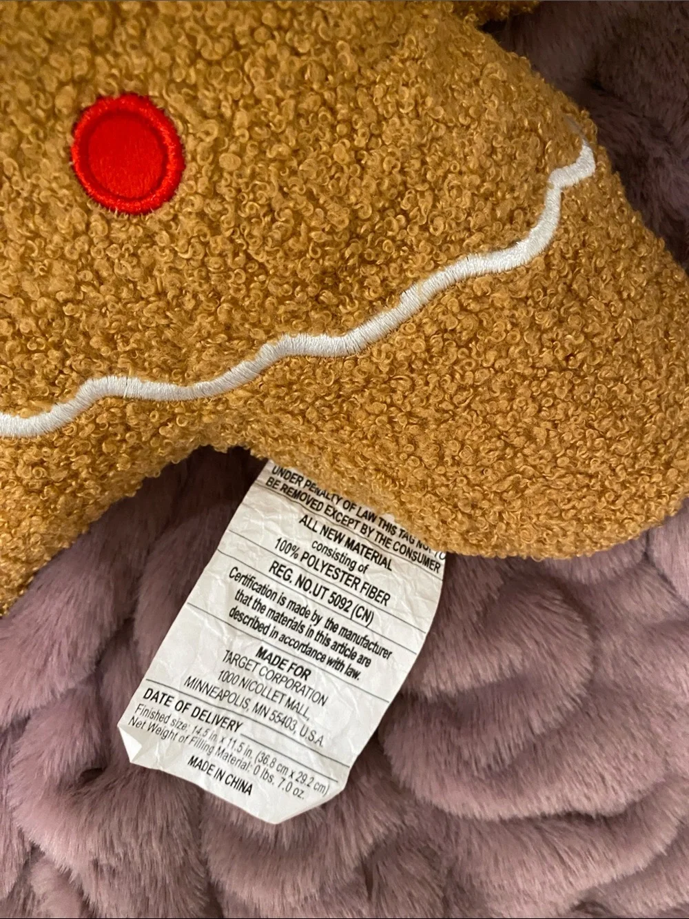 Plush Gingerbread Girl Holiday Pillow - Tan